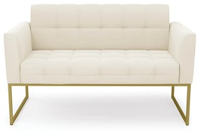 Sofá Namoradeira Elisa Veludo Base Metálica Industrial Dourado - D'Rossi - Bege