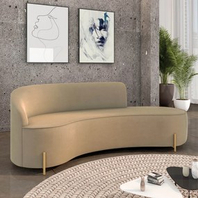 Sofá 4 Lugares Orgânico 220cm Pé Dourado Morgan Suede D03 - D'Rossi - Marrom Rato