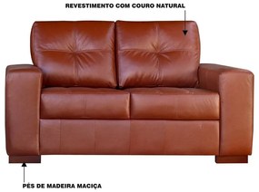 Sofá 2 Lugares 150cm Turim Couro Caramelo G58 - Gran Belo