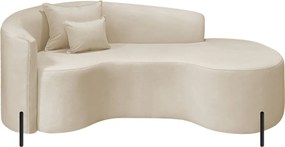 Divã Recamier Curvo Sala de Estar Recepção Inglaterra 200cm Pés Metal Preto Lado Direito Bouclé