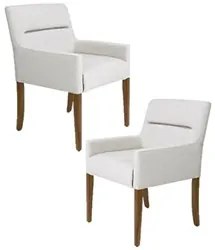 Kit 2 Poltronas Decorativas Base Madeira Angel C-107 Linho Cru - Domi