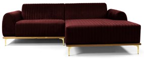 Sofá 3 Lugares Lisboa D07 com Chaise Direita 230cm Veludo Bordô - D'Rossi
