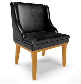 Cadeira de Jantar Liz Corano Base Fixa Madeira Castanho D03 - D'Rossi - Preto