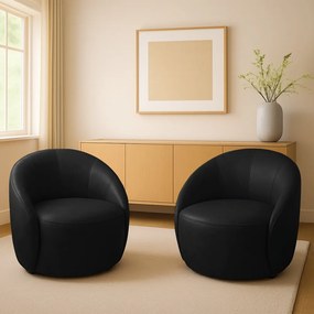 Poltrona Decorativa Orgânica Kit 2 Lua Sintético PU D03 - D'Rossi - Preto