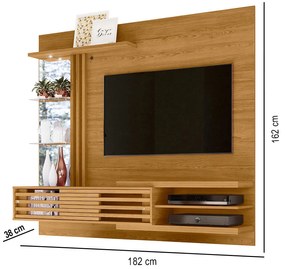 Painel TV 55 Pol 182cm Bancada Suspensa para Sala Romelli M20 - D'Rossi - Cumaru