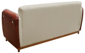 Sofá 3 Lugares Liverpool 1,90 m Compose Corino Ocre/Nude C/ Botão - Decorar Estofados