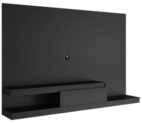 Painel Home Suspenso Sala Para Tv 1 Gaveta 3 Prateleiras - Preto