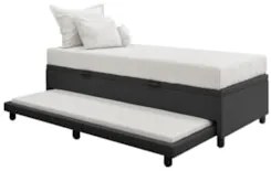 Bicama Box Baú Solteirão 96x203cm Samy S05 Sintético Preto - Mpozenato