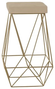 Banqueta Decorativa Kathy Base Gold Veludo Bege G41 - Gran Belo