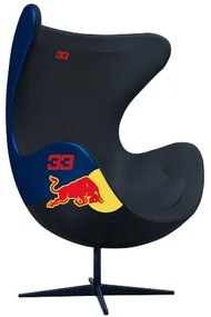 Poltrona Decorativa Egg Chair RB Nº33 c/Regulagem de Altura Azul/Preto G53 - Gran Belo