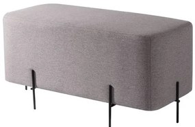 Puff Beagle Retangular Linho Cinza Base Preto - 67838 Sun House