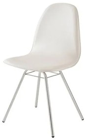 Cadeira Boom Slim Assento Estofado Dunas Branco com Base Cromada - 46886 Sun House