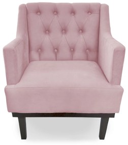 Poltrona Decorativa Clássica Capitonê Pés Madeira Suede Rosa - Sheep Estofados