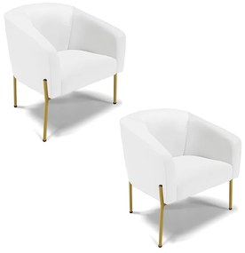 Cadeira Sala de Jantar Pé de Ferro Dourado kit 2 Stella Sintético D03 - D'Rossi - Branco