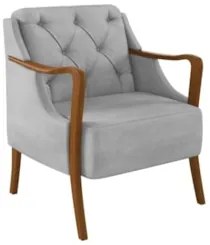 Poltrona Decorativa para Sala de Estar Capitonê Lapa Z32 Veludo Cinza