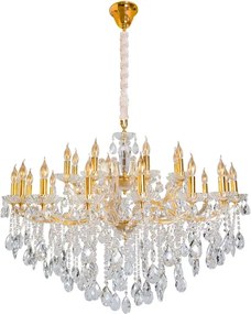 Lustre Cristal K9 Metal Dourado 115Cm Castle