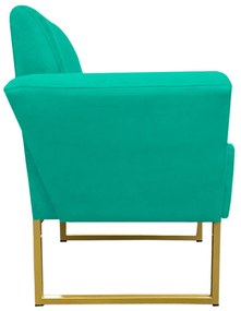 Poltrona Dora Suede Base Metálica Dourado D'Rossi - Verde Turquesa