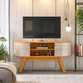 Rack TV 55 Pol 136cm Bancada para Sala Rylan M20 - D'Rossi - Cinamomo e Off White
