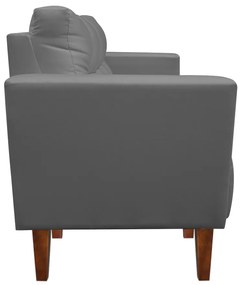 Sofá Namoradeira Livia Suede Grafite Pés Chanfrado Castanho - D'Rossi