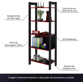 Estante para Escritório Home Office Gamer ME4166 MDP Preto/Vermelho G69 - Gran Belo