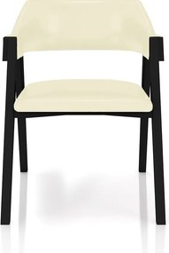Cadeira Sala de Jantar e Jogos Carteados Madeira Maciça Poker PU OffWhite/Preto G42 - Gran Belo