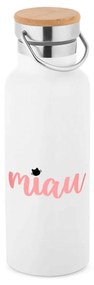 Garrafa Térmica 500 ml Gata Gatinha Miau Tamapa Bambu - Branco