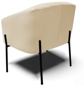 Poltrona Decorativa Pé de Ferro Preto Kit 2 Stella Sintético Bege D03 - D'Rossi