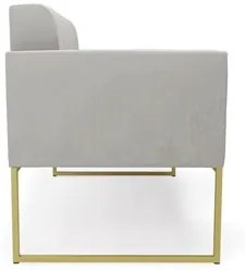 Sofá Namoradeira e 1 Poltrona Base Industrial Dourado Ana Veludo Cinza