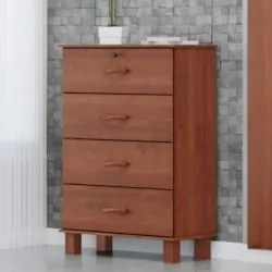Cômoda Para Quarto 79cm 4 Gavetas Pé Madeira Renzo Imbuia F07 - Mpozen
