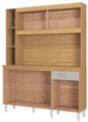 Armário de Cozinha Compacta 140cm Parisi Z46 Damasco/Off White - Mpoze