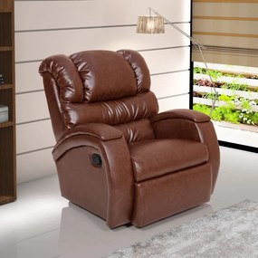 Poltrona do Papai Reclinável Giratória e Balanço Zero Wall com Gatilho Oasis PU Sintético Caramelo Brilho G23 - Gran Belo