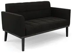 Sofá Namoradeira Base Madeira Preto Ana Suede Preto - Ibiza