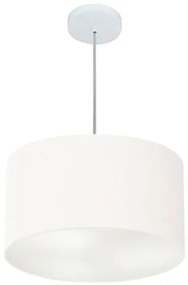Kit Plafon Cilíndrico Md-3005 e Pendente Md-4019 Cúpula em Tecido 40cm Branco - Bivolt