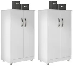 Kit 2 Armários Organizador Multiuso Rosana 2 Portas Branco - AJL Móvei
