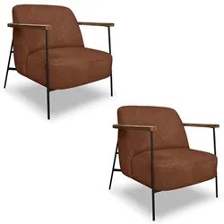 Poltrona para Sala Pés Metálicos Kit 2 Ellen S06 Boucle Terracota - Mp