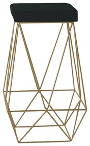 Banqueta Decorativa Kathy Base Gold Veludo Preto G41 - Gran Belo