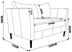 Sofá 2 Lugares Decorativo Sala de Estar 120cm Pés Palito Lubbock Couro Fendi G58 - Gran Belo