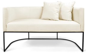 Namoradeira Paola 02 Lugares Linho Base Metálica Preto D03 - D'Rossi - A19 Grosso Bege