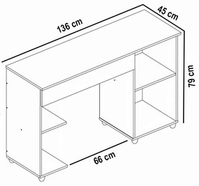 Escrivaninha Mesa Computador com Suporte Cpu 136cm Daurea Atacama/Off White A09 - D'Rossi