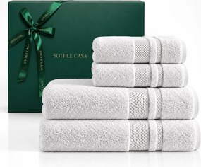 Kit 4 Pçs Toalhas Karsten 100% Algodão Yves c/ Caixa de Presente Natal - Branco Branco