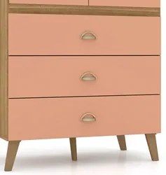 Cômoda 5 Gavetas Estilo Retrô 91cm Ziza V02 Nature/Camarim - Mpozenato