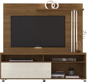 Estante de TV 65 Pol 182cm com Rodízio para Sala Nerion M20 - D'Rossi - Naturale(fosco)/Off White(brilho)