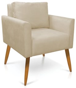 Poltrona Aline Suede Pés Palito Castanho D03 - D'Rossi - Bege