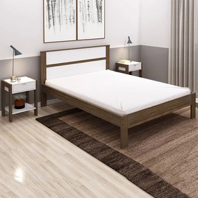 Cama de casal MDP CM8005 Nogal/Branco G69 - Gran Belo