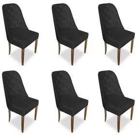 kit com 6 Cadeiras de Jantar Dublin Suede Preto
