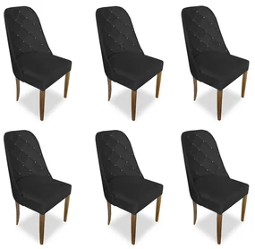 kit com 6 Cadeiras de Jantar Dublin Suede Preto