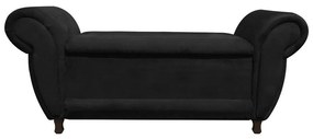 Recamier com Baú Itália Namoradeira Calçadeira Suede Preto - D'Rossi