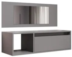 Penteadeira Camarim com Espelho Suspensa 90cm 1 Gaveta Elle Z34 Grafit