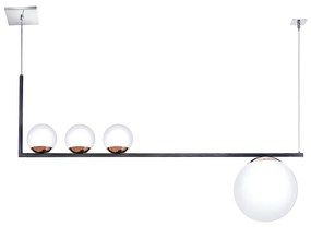 Pendente Retangular 100X25X60Cm Metal E Vidro 3 X G9 / 1 X E27 - 03 Gl... (GRAFITE / COBRE BRILHO, FOSCO)