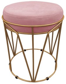 Puff Multiuso com Mesa Babu 2 em 1 Suede Base Dourado D'Rossi - Rose